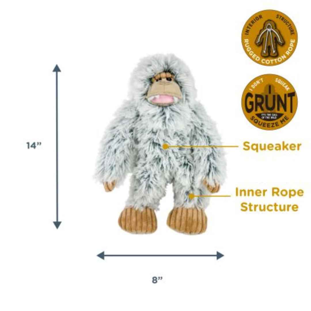 Tall Tails Plush Yeti with Inner Rope - Durable, Squeaky Tug Toy for Dogs