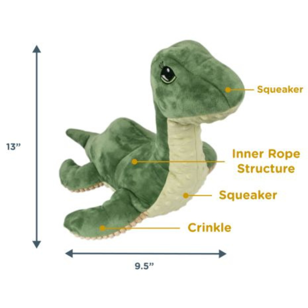 Tall Tails Plush Nessie with Inner Rope - Durable, Squeak & Crinkle Toy for Dogs