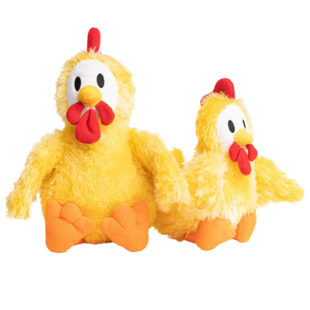 Fabdog Fluffy Chicken Plush Dog Toy - Soft, Squeaky Cuddle Buddy