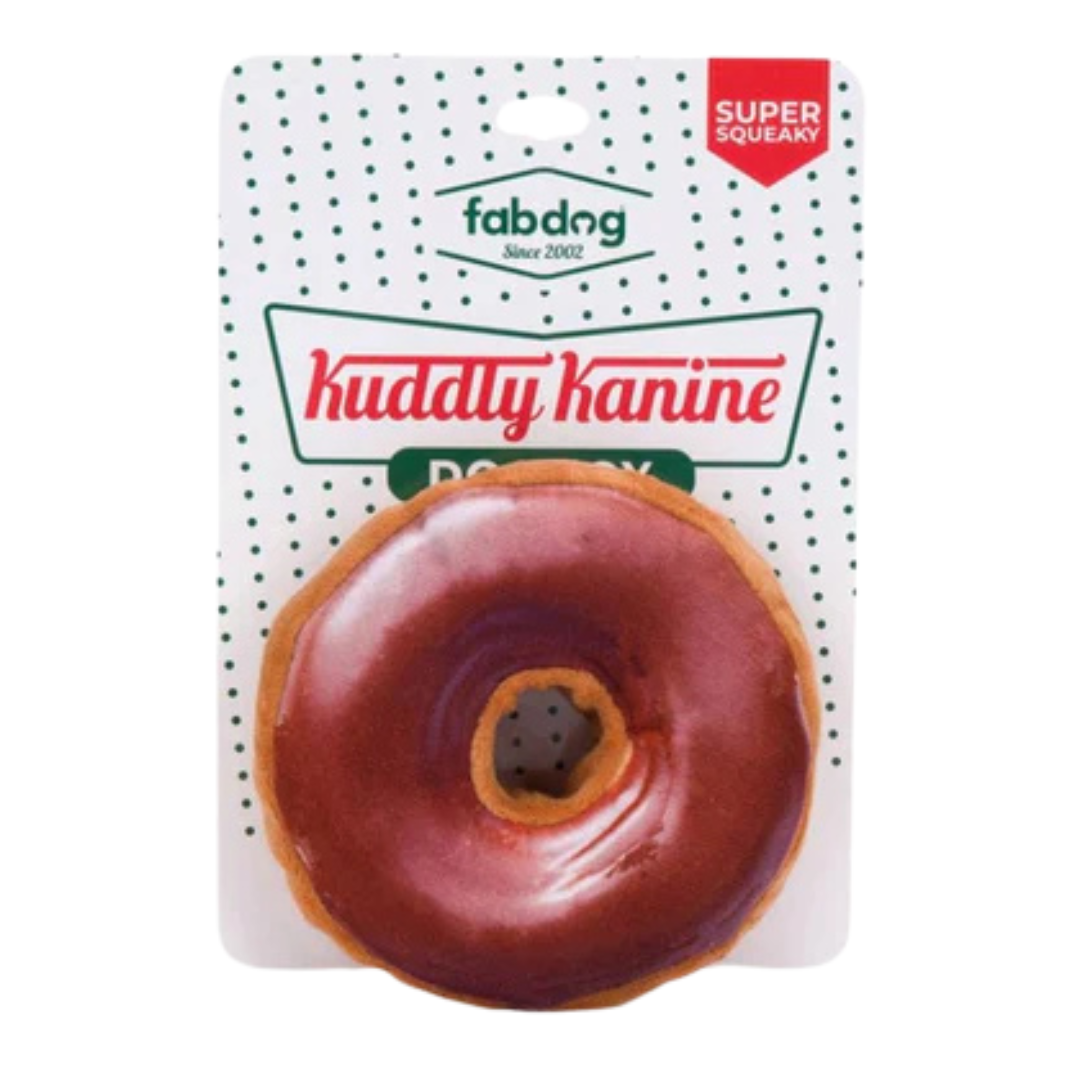Fabdog Kuddly Kanine Donut Toy - Stuff-Less Realistic Squeaky Dog Toy