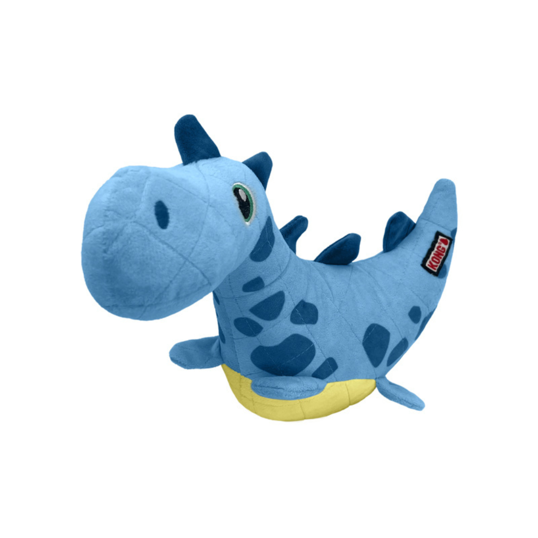 KONG Dynos Roars Blue - Squeaky Fun Plush Toy for Dogs