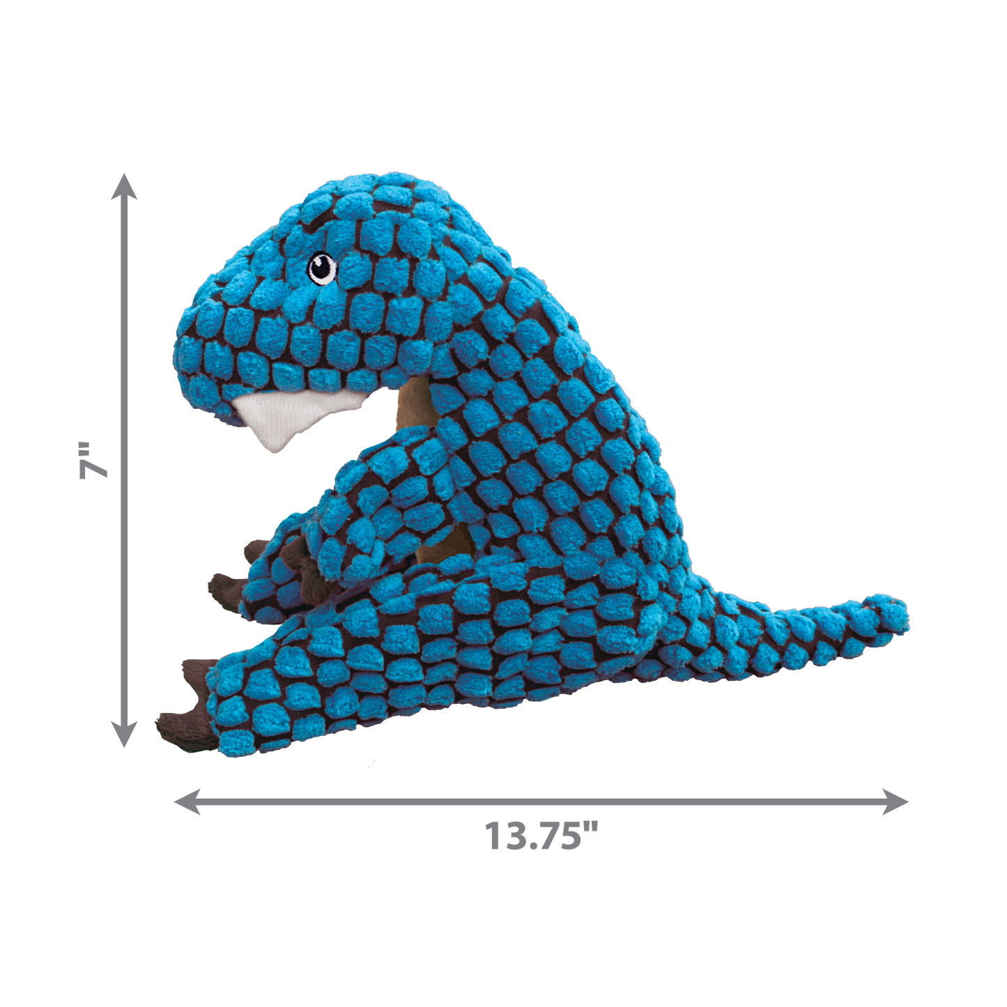 KONG Dynos T-Rex Blue - Squeaky, Crinkly, Plush Cuddle Toy for Dogs