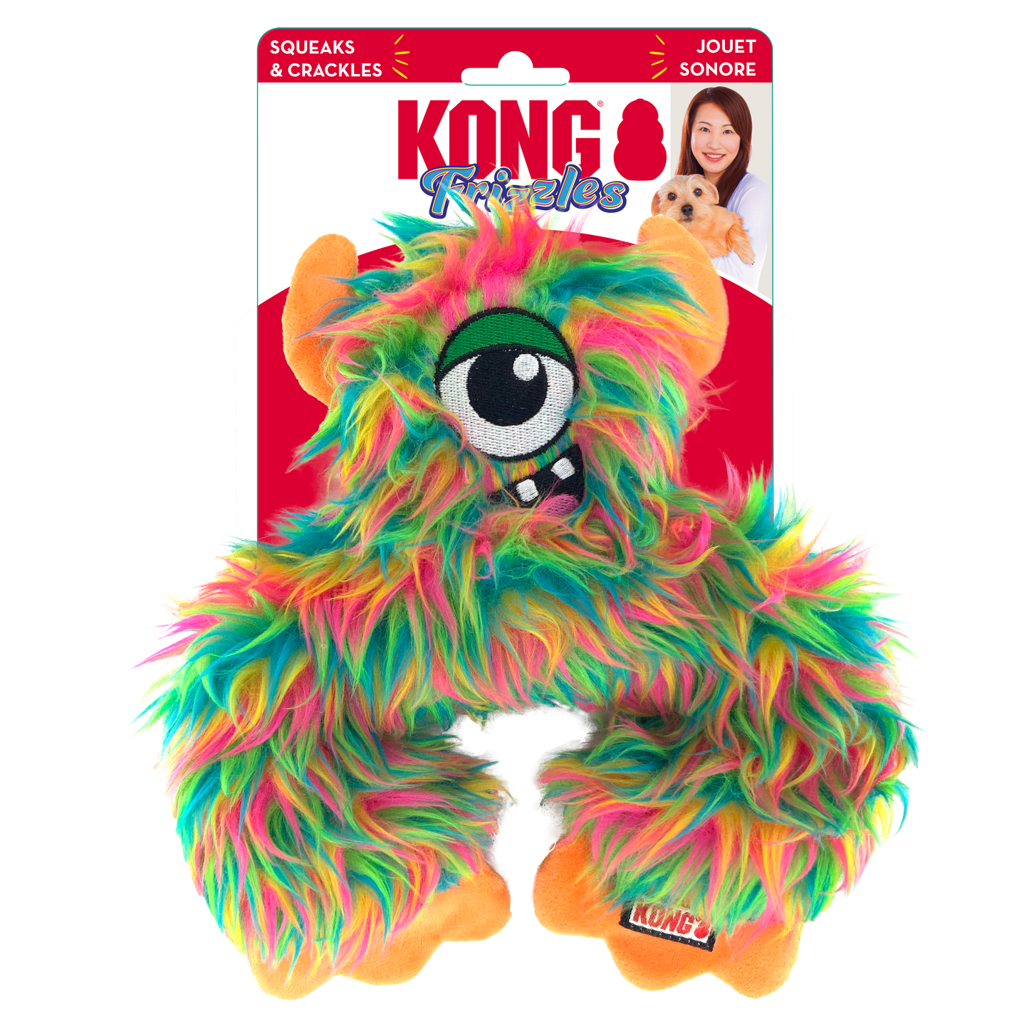KONG Frizzle Frazzle - Plush, Squeaky Monster Toy for Dogs