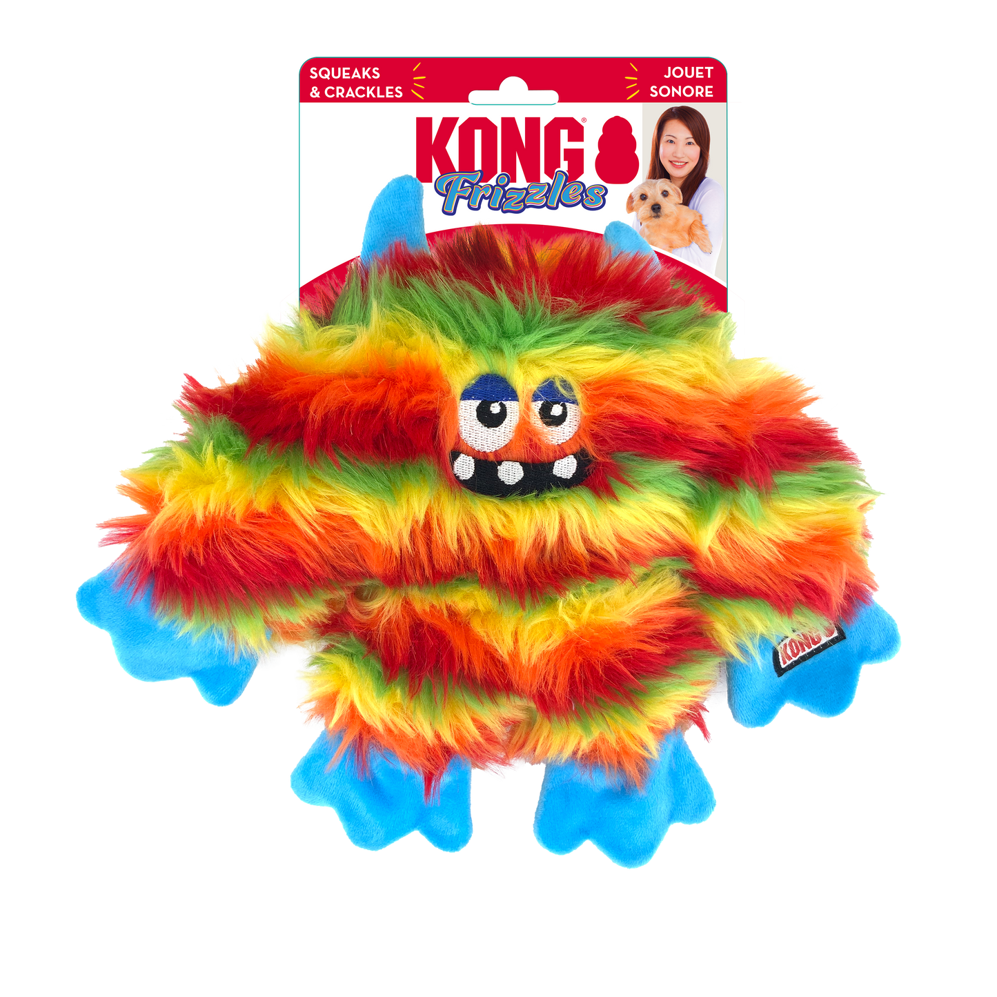 KONG Frizzles Zazzle - Plush, Squeaky Monster Toy for Dogs