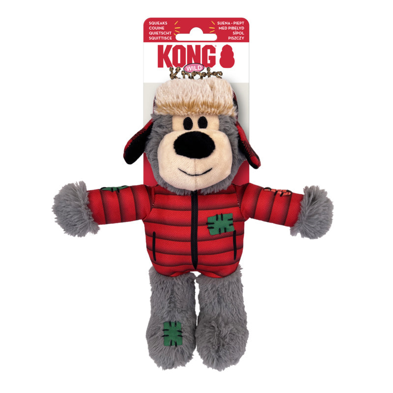 KONG Wild Knots Bears (Assorted Characters) - Squeaky Plush Cuddle Toy for Dogs