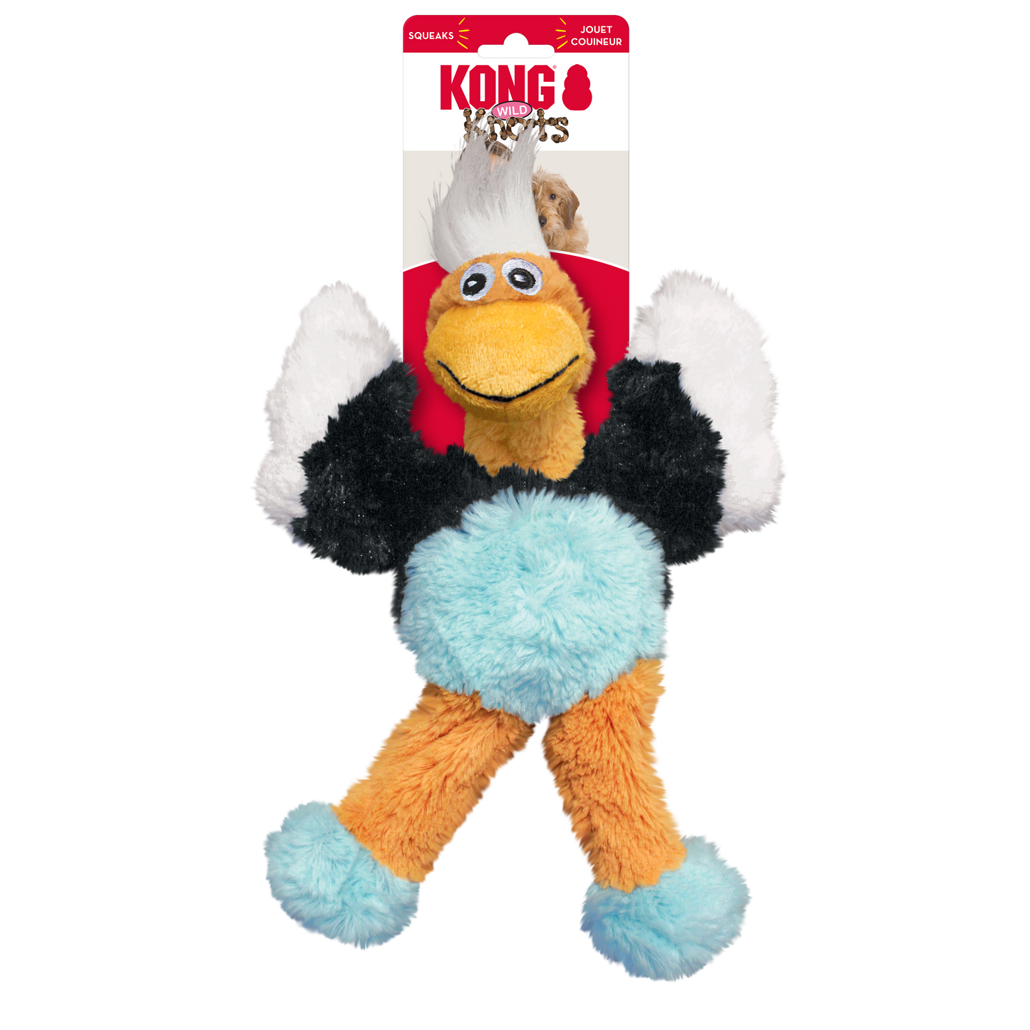 KONG Wild Knots Birds (Assorted Characters) - Squeaky Plush Cuddle Toy for Dogs