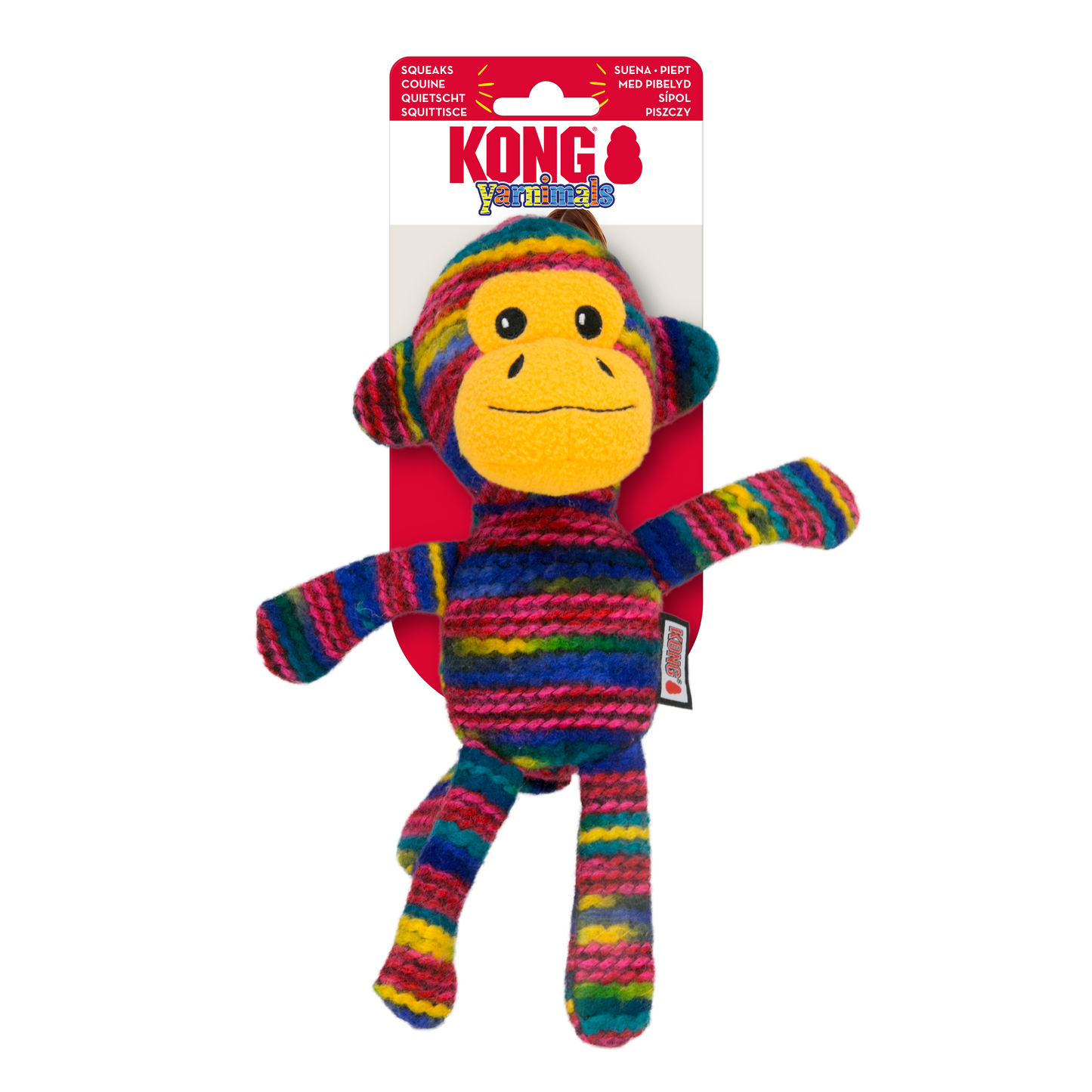 KONG Yarnimals Monkey - Squeaky, Floppy, Plush Cuddle Toy for Dogs