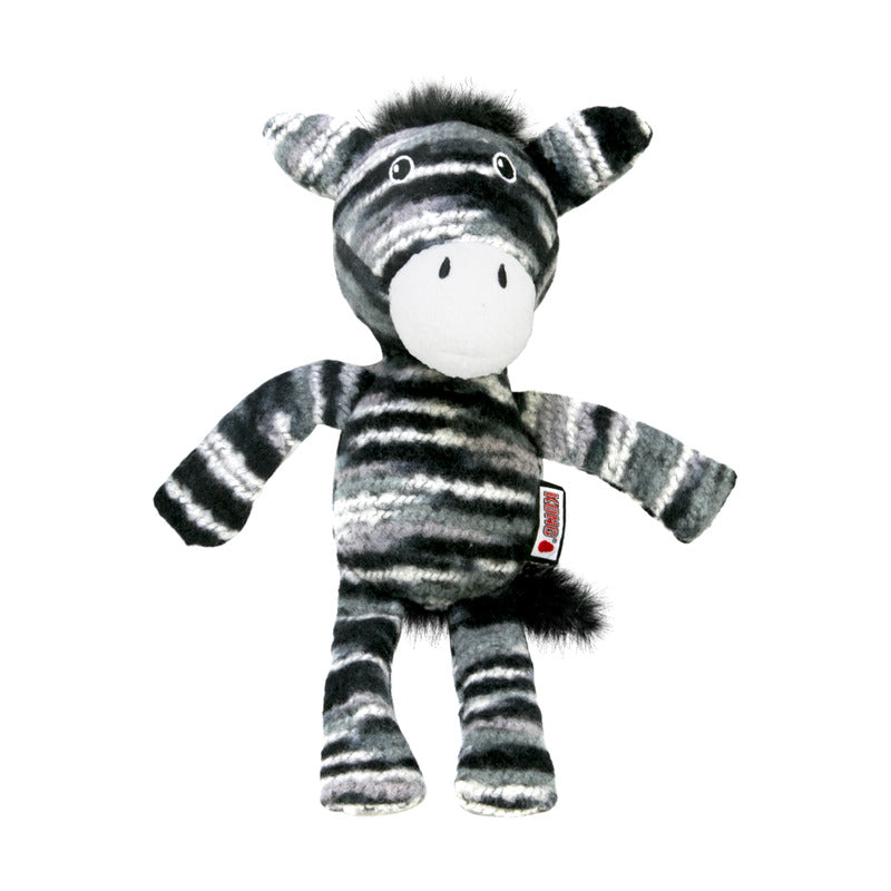 KONG Yarnimals Zebra - Squeaky, Floppy, Plush Cuddle Toy for Dogs