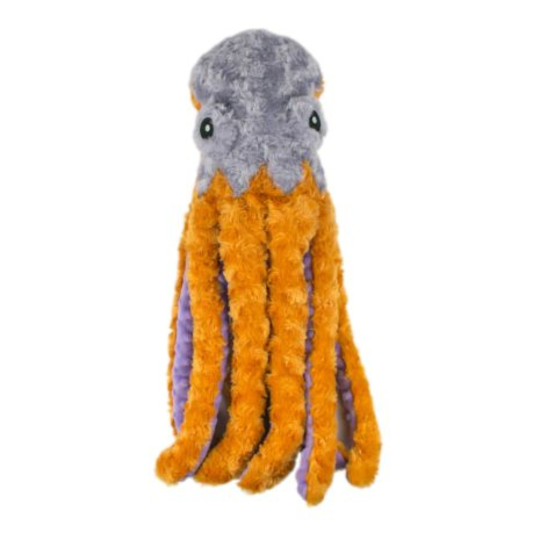 Tall Tails Plush Octopus with Inner Rope -Durable, Squeak & Crinkle Toy for Dogs