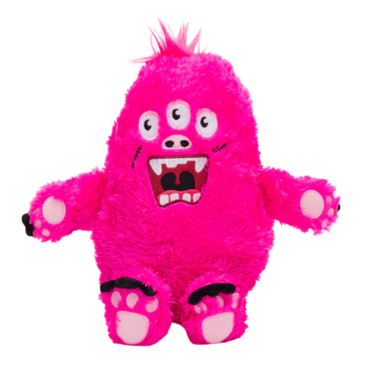 Fabdog Fluffy Pink Monster - Soft, Squeaky Cuddle Buddy