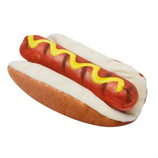 Fabdog Hot Dog Toy - Stuff-Less Realistic Squeaky Dog Toy