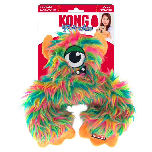 KONG Frizzle Frazzle - Plush, Squeaky Monster Toy for Dogs