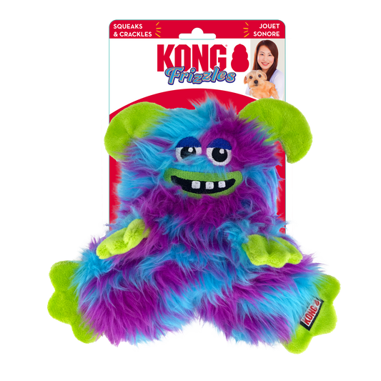KONG Frizzles Razzle - Plush, Squeaky Monster Toy for Dogs