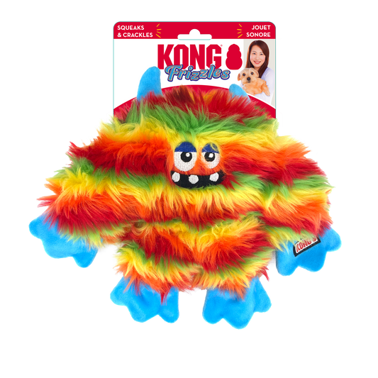 KONG Frizzles Zazzle - Plush, Squeaky Monster Toy for Dogs