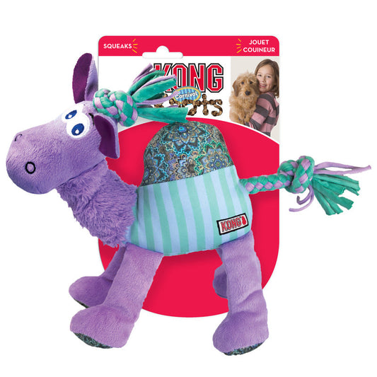 KONG Knots Carnival Camel - Squeaky, Low Stuffing, Plush Cuddle Toy for Dogs