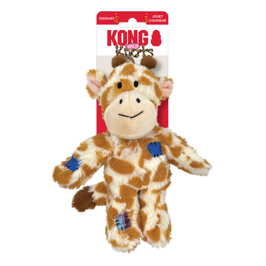 KONG Wild Knots Giraffe - Squeaky Plush Cuddle Toy for Dogs
