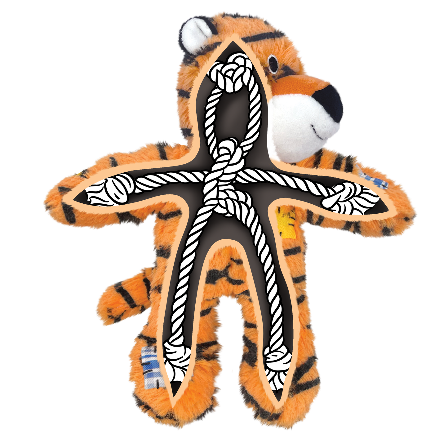 KONG Wild Knots Tiger - Squeaky Plush Cuddle Toy for Dogs