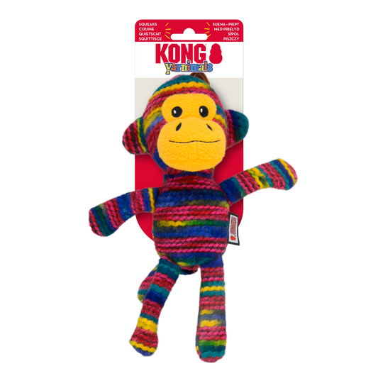KONG Yarnimals Monkey - Squeaky, Floppy, Plush Cuddle Toy for Dogs