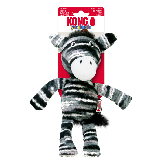 KONG Yarnimals Zebra - Squeaky, Floppy, Plush Cuddle Toy for Dogs