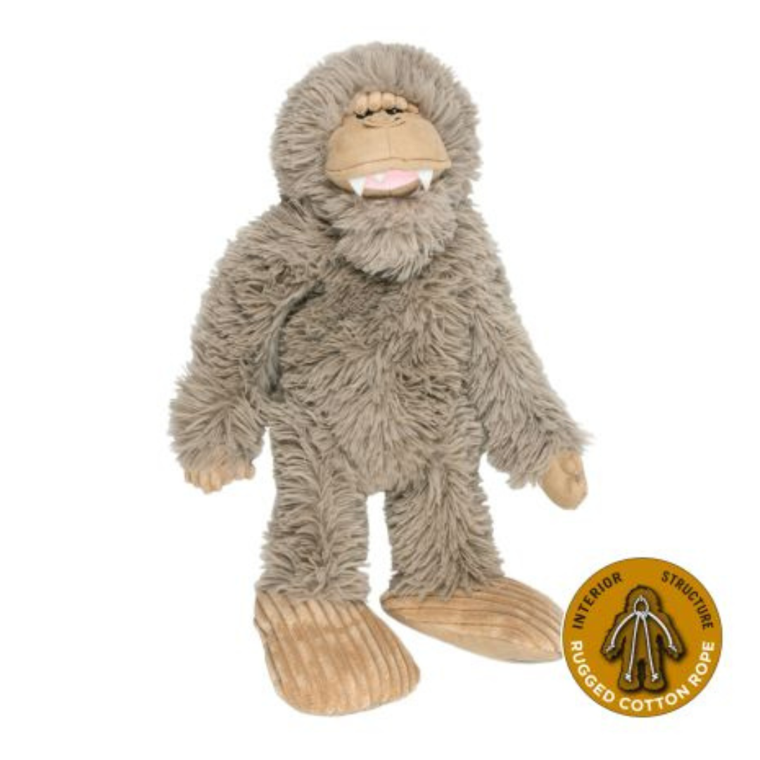 Tall Tails Plush Bigfoot with Inner Rope - Durable, Stuffless, Squeaky Toy for Dogs