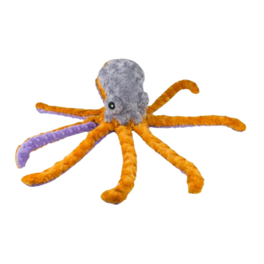 Tall Tails Plush Octopus with Inner Rope -Durable, Squeak & Crinkle Toy for Dogs