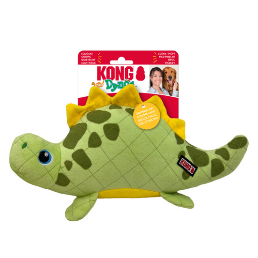 KONG Dynos Roars Green - Squeaky Fun Plush Toy for Dogs